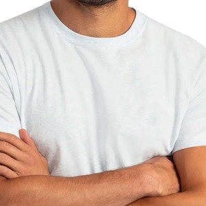 Camiseta blanca de algodón Unisex, camisa de cuello redondo de mezcla triple - Product Image 3