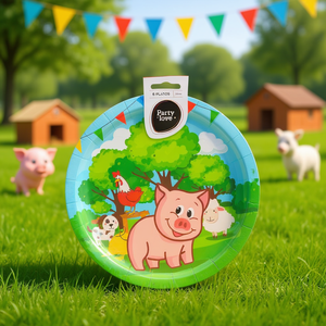 Assiettes en papier sur le thème de la ferme Party Love, 23 cm, lot de 8, fournitures de fête jetables - Product Image 3