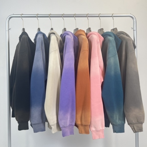 Sweat à capuche personnalisé pour hommes avec polaire Vintage Washed Goutte Shoulder Gradient Loose Fit Hooded Sweater - Product Image 3