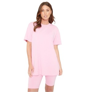 Ensemble décontracté confortable pour femmes, motif uni, 100% coton, séchage rapide, respirant, chemise et short - Product Image 2