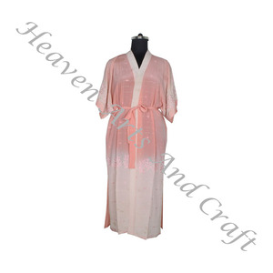 KL009 bohème indien Vintage soie Sari imprimé fleuri vêtements de nuit peignoir Maxi robe ethnique plage été femmes vêtements de nuit - Product Image 4