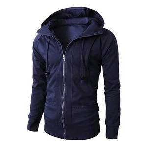 Nueva moda de manga larga de algodón French Terry hombres sudaderas con capucha de alta calidad transpirables básicos cremallera hasta sudaderas con capucha para hombres - Product Image 2