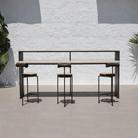 Tabouret de bar d'extérieur en rotin PE, chaise de bar de patio pour hôtel, en acier inoxydable, idéal pour projets de piscine et de patio d'hôtel