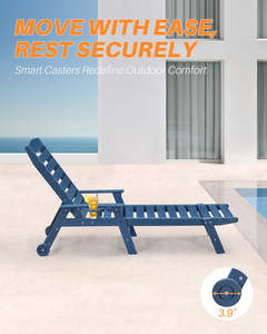 All-Weather 5-Position Adjustable HDPE Adirondack Chaise Lounge Chair Outdoor Sun Lounger Inflatable <b>Foldable</b> Hotels <b>Gardens</b> - Product Image 5