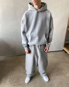 Ensemble de survêtement personnalisé en tissu uni pour homme, sweat-shirt et pantalon de survêtement, ensemble de survêtement ample, ensemble de survêtement vierge - Product Image 3