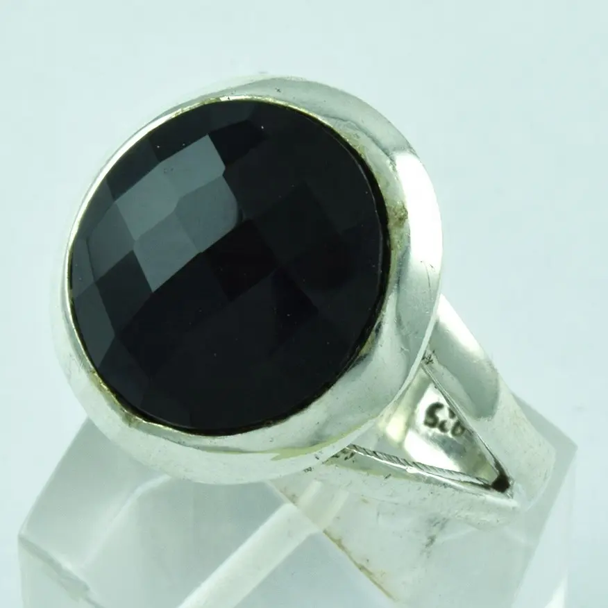 Grosir Produk Populer Perhiasan Perak Cincin Onyx Hitam Batu Permata Perak Perhiasan 925 Sterling Silver Ring