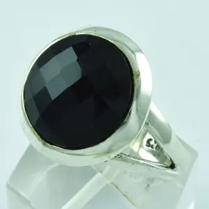 Populaire Product Groothandel Zilveren Sieraden Zwarte Onyx Ring Edelsteen Zilveren Sieraden 925 Sterling Zilveren Ring