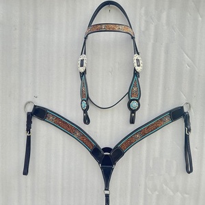 Bride occidentale équestre sur mesure de haute qualité 100% serre-tête en cuir véritable et collier de poitrine pour l'équitation - Product Image 1