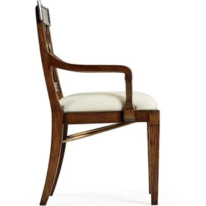 Ensemble <span class=keywords><strong>de</strong></span> 2 fauteuils à dossier haut - Chaises d'appoint <span class=keywords><strong>en</strong></span> acajou sculpté et rembourrées - Product Image 3