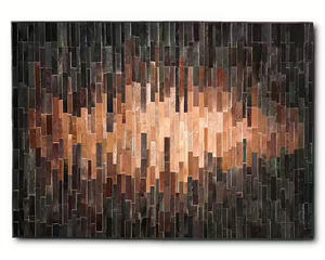 พรมหนังวัวสีน้ำตาลอมน้ำตาลแบบดั้งเดิมลายทางงาช้างเป็นมิตรกับสัตว์เลี้ยงกันลื่นทำด้วยมือมีหลายขนาดสำหรับบ้าน - Product Image 2