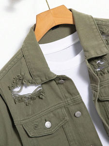 Veste en jean élégante et personnalisable pour homme, col montant, style sportif, jeans pour les activités de plein air - Product Image 3