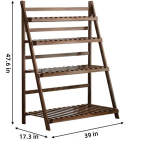 ไม้ไผ่4ชั้นพับได้ทนทานช่วยประหยัดพื้นที่ของประดับในสวน - Product Image 3