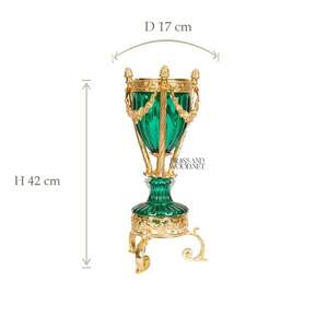 เตาเผาเครื่องหอมคริสตัลสีเขียวมรกตพร้อมฐานทองเหลืองชุบทอง งานฝีมือสุดหรู - Product Image 3
