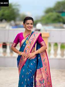 Indian Banarasi Silk and Kanjivaram Silk Saree Collections with Rich Pallu and Meenakari Weawing Saree with Low Price Saree - Product Image 5