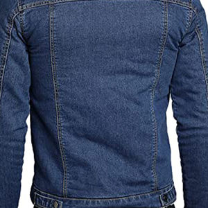 Veste en jean pour homme avec patchs en chenille personnalisés, col montant en cuir de vache, à capuche, séchage rapide, respirante, saison automne, service ODM - Product Image 5