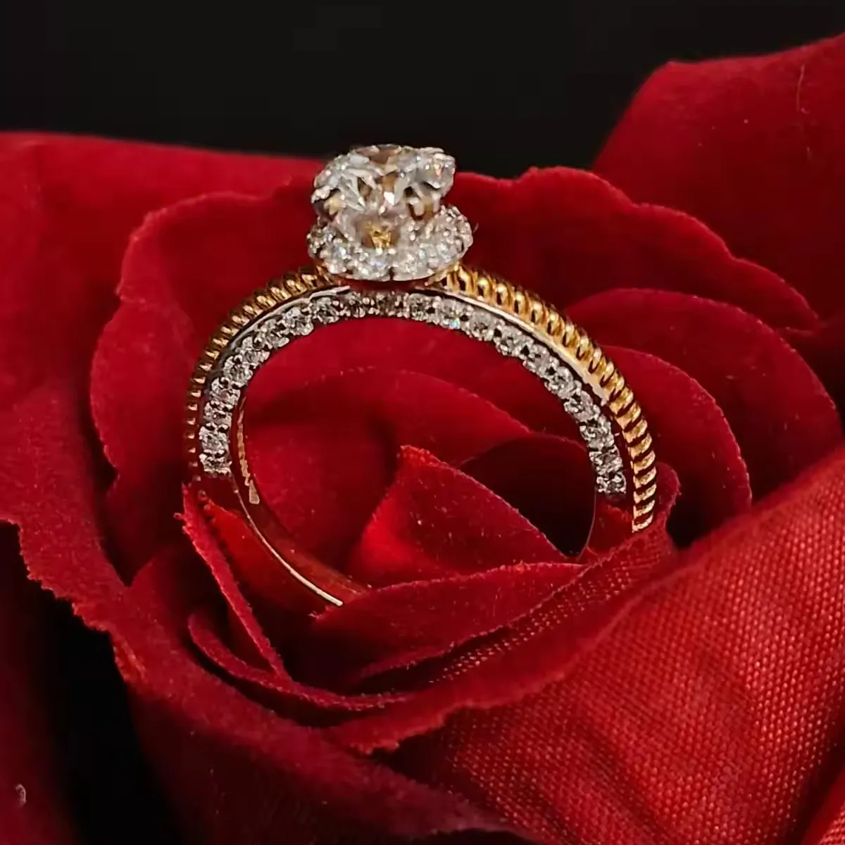 Anillo de diamante cultivado en laboratorio de oro de 18 quilates de tamaño personalizado de lujo con anillo de compromiso de joyería certificado IGI para boda