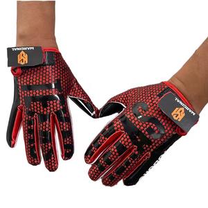 2026 New Arrival Custom Design Grip American <b>Football</b> Receiver <b>Gloves</b> Full Finger Hook Loop Closure Adults <b>Kids</b> High Quality - Product Image 1