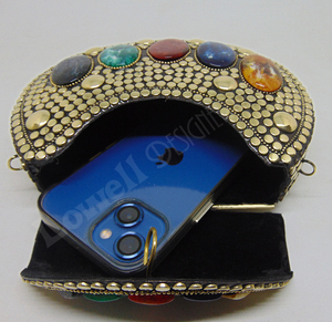 Bolso de mano con cuentas de metal dorado Multicolor, para chicas y mujeres - Product Image 4
