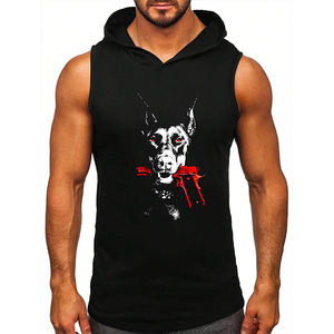 Camiseta sin mangas con capucha verano logotipo personalizado transpirable secado rápido 100% algodón entrenamiento gimnasio ropa para hombres - Product Image 1