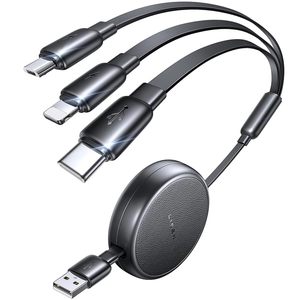 Lisen OEM/ODM 3 trong 1 sạc cáp có thể thu vào xe sạc với Loại C/L/Micro cổng <span class=keywords><strong>USB</strong></span> cho iPhone 16 iPad Samsung S25 - Product Image 1