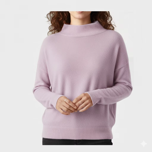 Suéter de Punto de Forro Polar con Cuello Alto Holgado Personalizado para Mujer 2025, Manga Larga, Invierno, Ecológico, Secado Rápido, Suave y Acogedor en la Parte Delantera - Product Image 1
