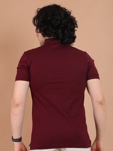 Camiseta de media manga con cuello mandarín granate de la mejor calidad para hombre, ropa cómoda de uso diario para ocasiones informales y semiformales - Product Image 6