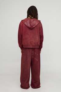 Conception avant de qualité supérieure hommes coton lourd impression Streetwear fermeture éclair sweats à capuche unisexe épaule tombante - Product Image 5