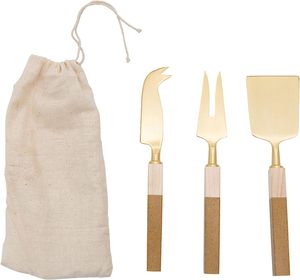 Hot Selling New Gold Handmade Stainless Steel <b>Cheese</b> <b>Knives</b> <b>Set</b> Low Cost Kitchen Tools with Wood Handle Box Packed - Product Image 4