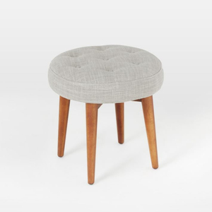 Taburete de dormitorio de alta calidad con tela de diseño moderno y patas de madera | Muebles pequeños con tela y madera - Product Image 1
