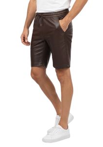 Nuevo Diseño de Pantalones Cortos de Motociclista de Cuero Genuino con Cordones y Paneles Acolchados para Hombre, Color Marrón Oscuro - Product Image 4