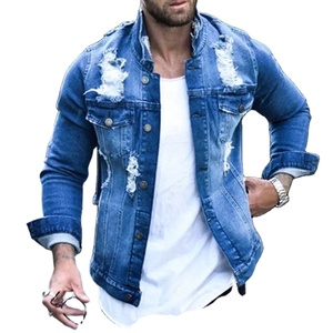 Vestes en jean pour hommes avec logo personnalisé, design élégant, style streetwear bleu sport, patch, fourrure - Product Image 4