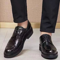 Chaussures de mariage formelles pour hommes en cuir de crocodile 100 % véritable, à lacets, légères et antidérapantes, pour toutes les saisons