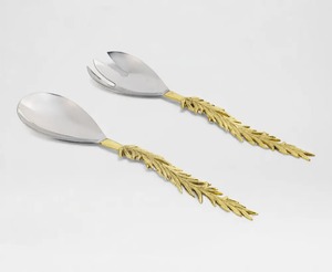 Ensemble de saladiers modernes en acier inoxydable pour cuisine, avec poignée design, couverts de service élégants - Product Image 6