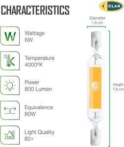 Clar-r7s dẫn bóng đèn 78mm 118mm, tuyến tính kéo dài đèn 6W 13W, tiết kiệm năng lượng ánh sáng cho đèn pha và máy chiếu - Product Image 2