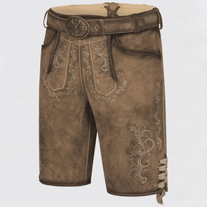 Lederhosen bavarois rustique | Shorts allemands en cuir antique pour hommes | Tenue vintage Oktoberfest - Product Image 5
