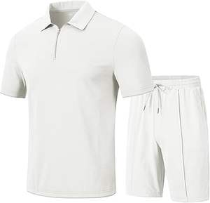 Conjuntos Deportivos para Hombre, Pantalones Cortos, Camisetas Polo con Cierre de Cremallera, Conjuntos Deportivos Casuales para Caminar, Cómodos - Product Image 3