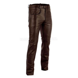 กางเกงหนังลำลองสำหรับผู้ชายกางเกงหนังสีทึบกางเกงหนัง - Product Image 4