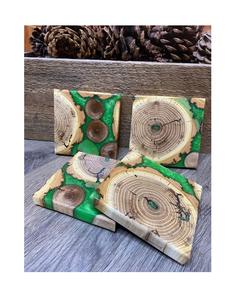 Dessous de verre carrés en bois de résine époxy haute qualité, logo personnalisé, cadeau d'affaires, ensemble de verres de table pour tasse à thé, vente en gros de sous-verres gratuits - Product Image 3