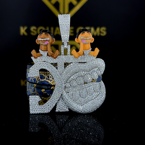 Pendentif Cœur Personnalisé en Moissanite VVS Taille Brillant Plaqué Or Rose, en Argent Sterling 925, avec Breloque Lettre Logo Hip Hop Micro Sertie pour Homme - Product Image 6