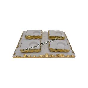 Fournisseur professionnel Décoration d'intérieur de luxe Lampe de thé en marbre et bougeoir de Noël avec plateau - Product Image 3