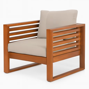 Conjunto de sillón con marco de madera de eucalipto elegante de primera calidad, muebles modernos de lujo para exteriores para patios para hoteles, villas fabricadas - Product Image 1