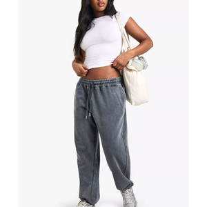 Pantalons de survêtement amples pour femmes, taille haute, décontractés, sport, 100% coton, molleton lavé, pantalon de jogging - Product Image 1