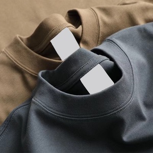 Camiseta de algodón 100% de gran tamaño de peso pesado para hombre de marca superior comodidad antiarrugas con tejido de ganchillo y patrón impreso - Product Image 2