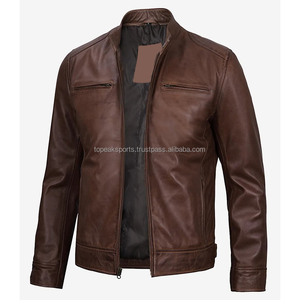 2026 OEM Custom-Made Original Maroon Cowhide <b>Leather</b> <b>Jacket</b> For <b>Men's</b> Zip Pockets 100%High Quality Low MOQ Winter Fashion <b>Jacket</b> - Product Image 6