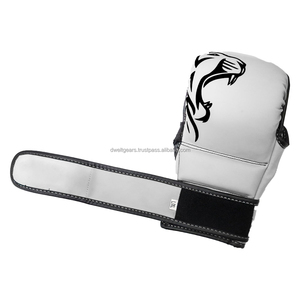 Dwelt Gears Elite MMA Fight Gloves PU Leather <b>Open</b> Finger Hook Loop Closure Customizable Professional UFC Training Gloves - Product Image 3