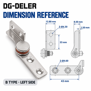 304 Edelstahl Verstellbares Drehmoment-Scharnier Reibungsscharnier 4 8 15 25 KGF.CM L-Form Typ B Linke Seite für Industrieschränke - Product Image 6