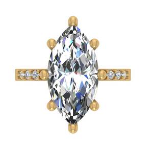 ชุดง่ามทองสีเหลือง10K ประดับเพชรทรงกลมและแหวนสำหรับผู้หญิงที่มีหินข้างเครื่องประดับแบบคลาสสิก - Product Image 1