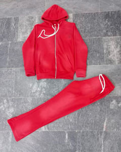 ชุดวอร์มสองชิ้นสำหรับผู้ชายชุดวอร์มแบบสวมหัวเสื้อไม่มีลายพิมพ์โลโก้แบบวินเทจ - Product Image 4