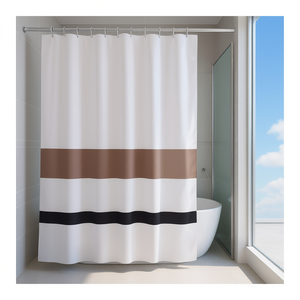 LIVING Cortina de ducha de tela blanca, marrón y negra TTE 1323 1830 Gedy (180x200cm) - Product Image 3