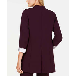 เสื้อเบลเซอร์ผู้หญิง Calvin Klein สีม่วง แขนพับได้ ทรงเปิดด้านหน้า ผ้าทอปักลายธุรกิจ ลายพิมพ์เรียบ ไซส์ 12 - Product Image 2